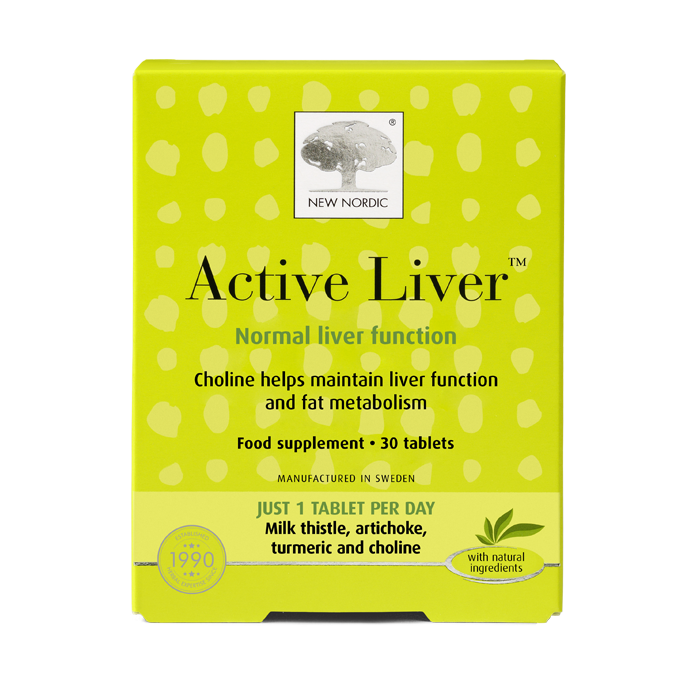 Home 22 New Nordic Active Liver™ tabletten met mariadistel en kurkuma, helpen het normale lever- en vetmetabolisme te ondersteunen.