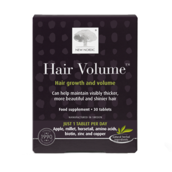 New Nordic Hair Volume™ tablets with apple extract, help maintain normal hair, skin, and nail health.