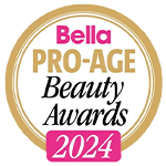 Badge, der viser anerkendelsen Bella Pro-Age Beauty Awards 2024.