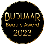 Badge, der viser anerkendelsen Buduaar Beauty Award 2023.