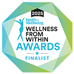 Badge, der viser en finaleplacering ved Health & Wellbeing Awards 2025.