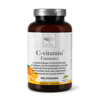 New Nordic C-vitamin Gummies™ med citrussmag, bidrager til normal dannelse af kollagen, beskytter cellerne mod oxidativt stress og understøtter immunsystemets normale funktion.