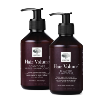 New Nordic Hair Volume™ Shampoo & Conditioner with apple extract and amino acids to help maintain fuller-looking, shiny hair.