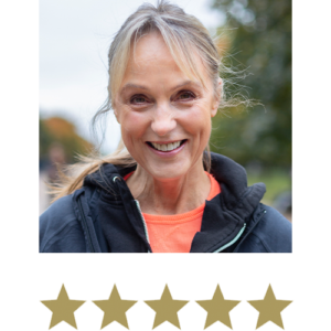 Magic Magnesium™ Malate 2 Woman smiling with five stars displayed underneath.