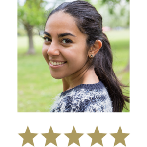 Magic Magnesium™ Malate 3 Woman smiling with five stars displayed underneath.