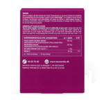 Bagsiden af New Nordic Active Legs™-pakken med produktinformation, ingrediensliste og anbefalet daglig dosis.