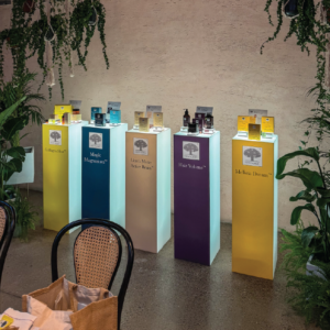 New Nordic products displayed at the herbal school event.