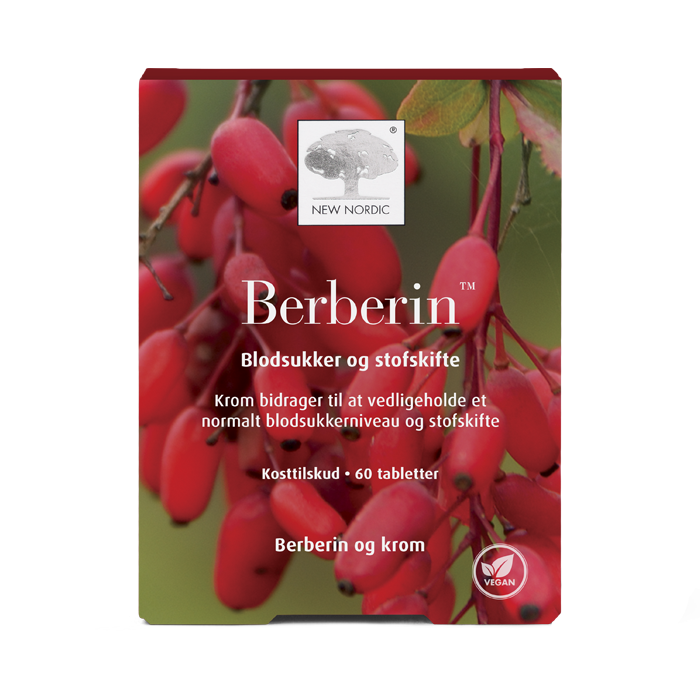 Home 14 New Nordic Berberin™ med berberin og krom, bidrager til at vedligeholde et normalt blodsukkerniveau og stofskifte.